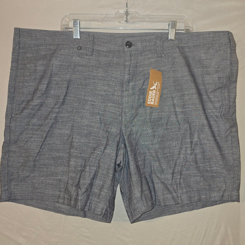 Eddie Bauer Camano Short 2.0 44 Mens Blue Grey Solid Classic Fit Shorts NWT